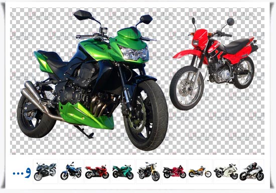 مجموعه فایل لایه باز موتور سیکلت با زمینه شفاف open layer Motorcycle